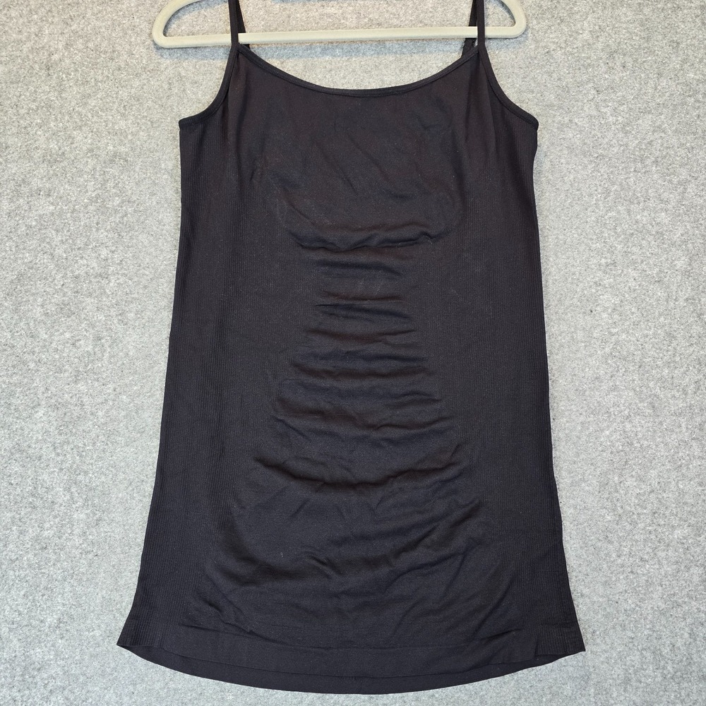 Bisou Bisou Michele Bohbot Tank Top Womens Large Black Nylon Stretch Square Neck